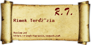 Rimek Terézia névjegykártya